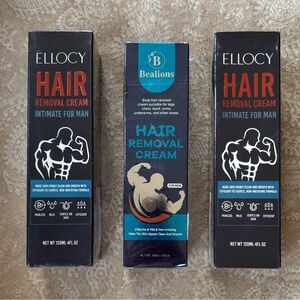 Brand New Set of 3 Men's Hair Removal Cream Chest Legs Intimate Area Depilatory